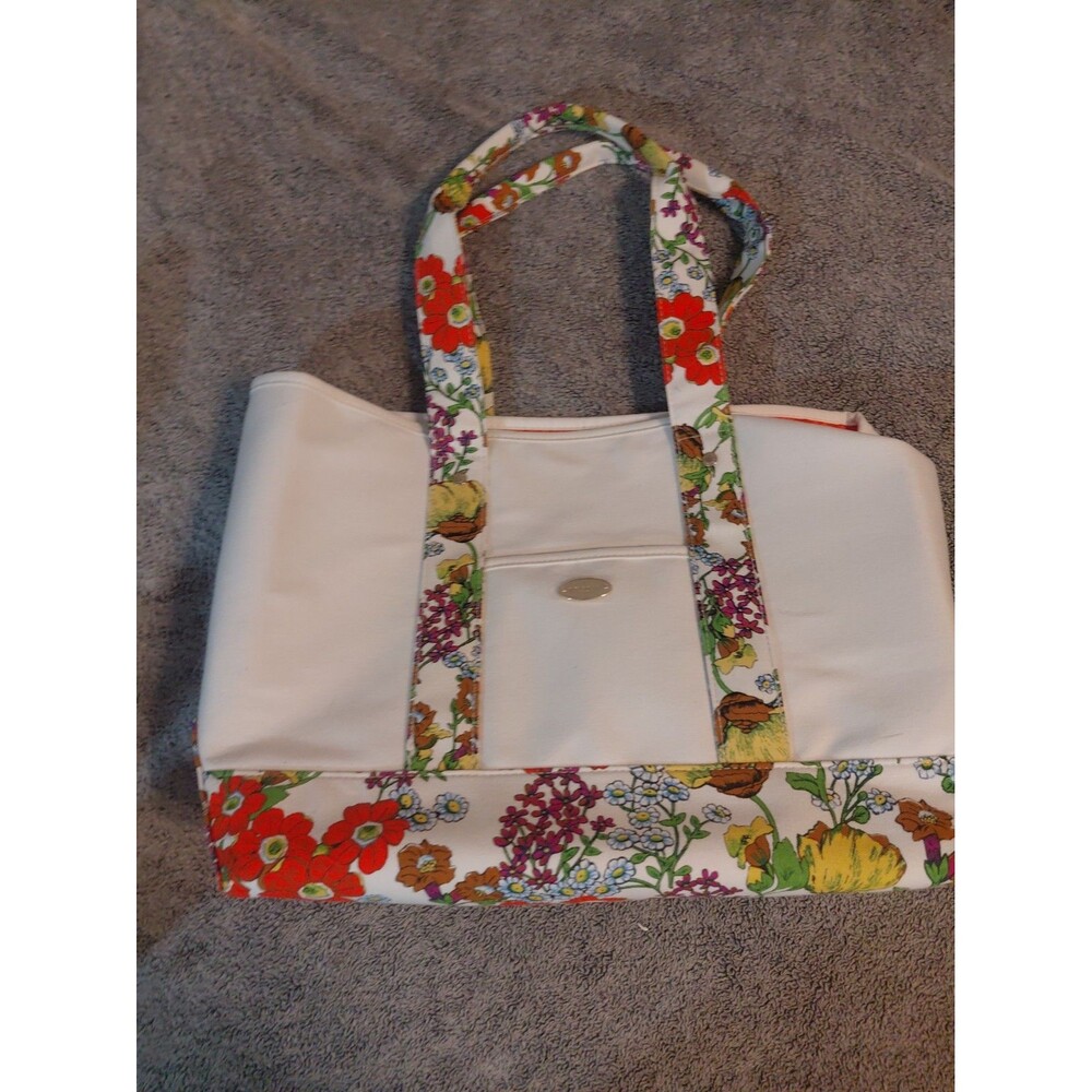Coach Fragrance Tote Bag Beige Travel Handbag Shopper Flower Trim Purse New